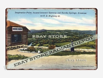 tin sign 1930s-40s Inspiration Point Gateway Eureka Springs Arkansas U.S. highwa