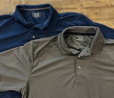 2 Ben Hogan Performance XL Mens Polo Golf Shirts Gray Navy Short Sleeve Collared