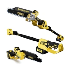 2-in-1 Cordless Pole Saw & 8-Inch Chainsaw, Brushless Motor with 4.0Ah Batter...