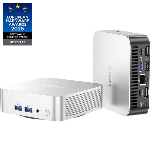 Geekom A6 Mini PC, AMD Ryzen 7 6800H, 16GB DDR5 RAM, 512GB M.2 2280 NVMe Gen3*4 - Picture 1 of 12