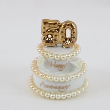 Ceramic 50th Wedding Anniversary Cake Topper Golden Anniversary Decor
