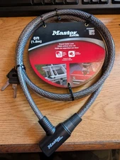 Master Lock 8154DPF Cable Lock 6-Foot (1.8m) 3/8in 2 Keys Included