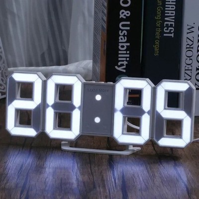 3D LED Digital Uhr Wanddeko Leuchten Nachtmodus Dekoration für Schlafzimmer Adju