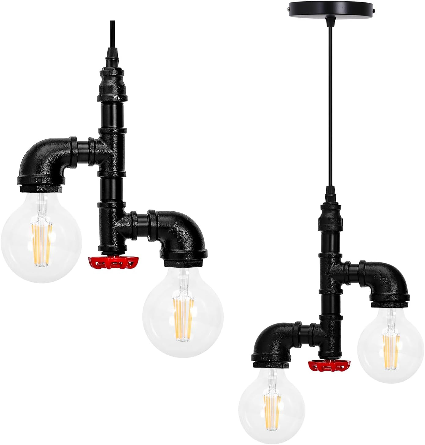 Lampadario A Sospensione Industriale Vintage – Tubo In Ferro, E27, Altezza Regolabile, Per Cucina, Bar, Soffitto