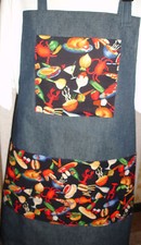 NEW Denim Bib Apron Handmade/w Gourmet Chef Cooking Food Fabric
