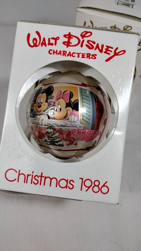 (C) 3 Schmid Ornament Walt Disney Christmas 1985, 86, 87 Mickey Mouse Box - Picture 8 of 10