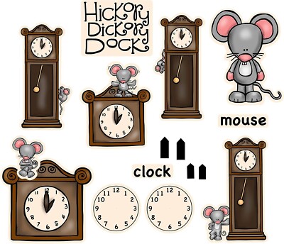 Hickory Dickory Dock Rhyme Felt Figures for Flannel Board + Activity Pages Kids