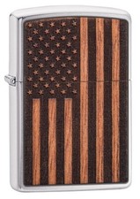 ORIG. ZIPPO "WOODCHUCK EMBLEM USA FLAG" CHROME LIGHTER ** NEW ** 60004751