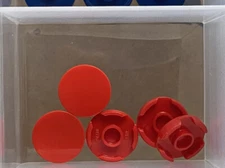LEGO Parts - Red Tile, Round 2 x 2 with Bottom Stud Holder - No 14769 - QTY 5