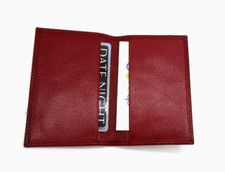 Business Card Credit Card Case Leather Fold over Graphic Image DARK RED