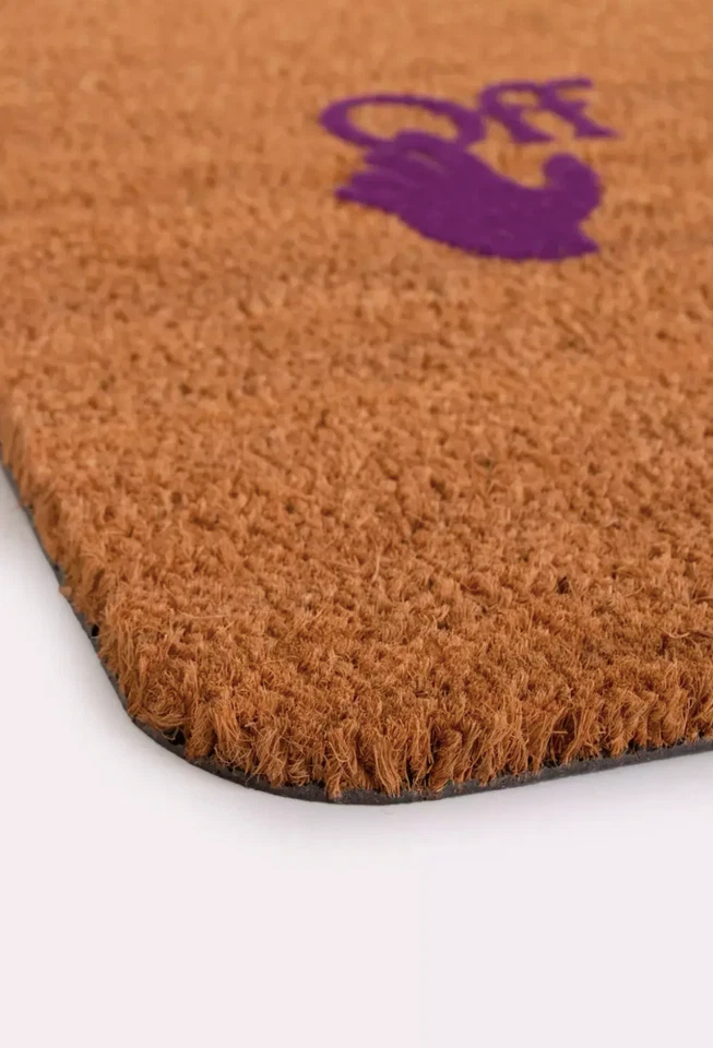 Felpudo de fibra de coco blanco roto Foto 2 de 4