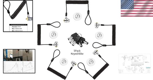 Portable Keyed Alike Cable Locks - Secure Your Devices with 5 Keys & Adhesives - Photo 2/9