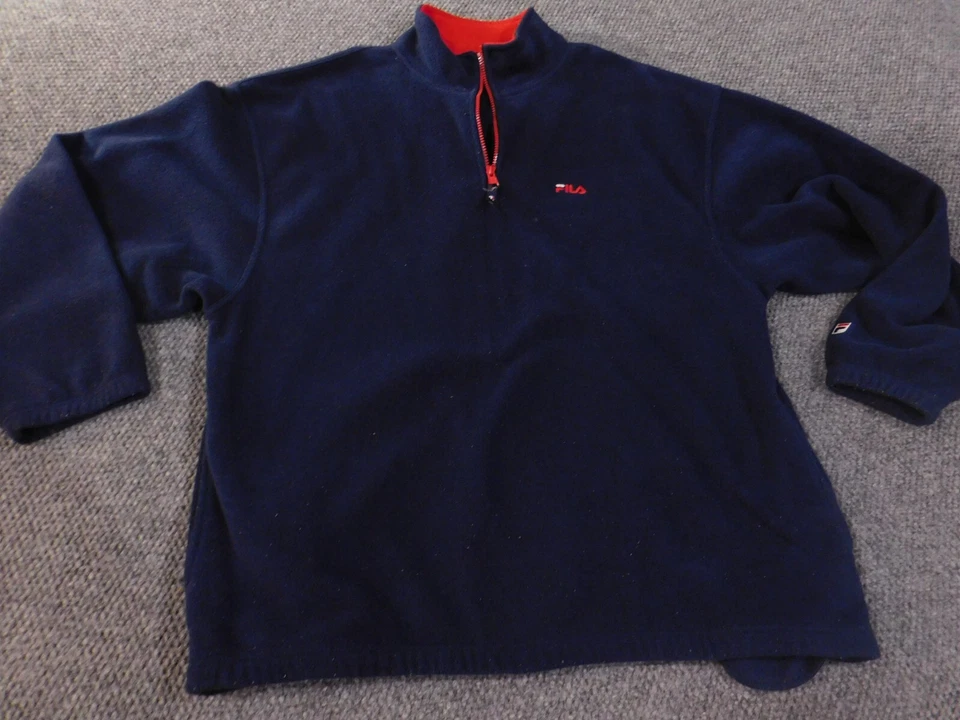 Sudadera Fila Vintage Para Hombre 2XL XXL 90s 1/4 Cremallera Logo Polar Poliéster Clásico Foto 4 de 4