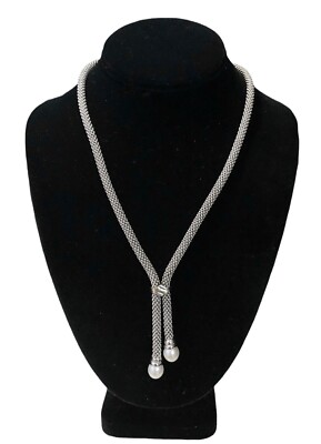 GABRIELLE BRUNI 10mm Cultured Pearl Necklace 14K Gold Sterling Popcorn Mesh