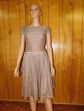 Vintage 50's Brown w/ Polka Dot Embellishments Day Dress Waist 25" 
