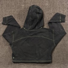 Lululemon Athletic Black Cropped Pullover Cotton Hoodie Sweater Stone Washed