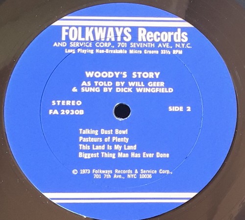 WOODY'S STORY AS TOLD BY WILL GEER & SUNG BY DICK WINGFIELD 1973 FOLKWAYS REC US - Picture 2 of 7