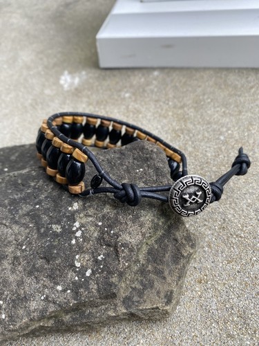 Jasper Beaded Leather Wrap Bracelet 