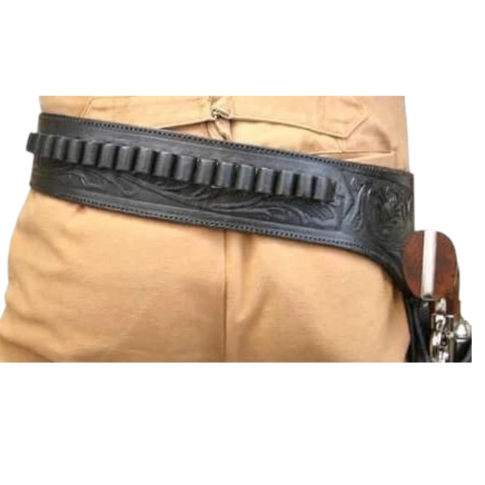 Western Gun Holster Belt Leather Revolver Pistol Tooled .22 .35/357 .44/45 Cal - Image 4 of 4