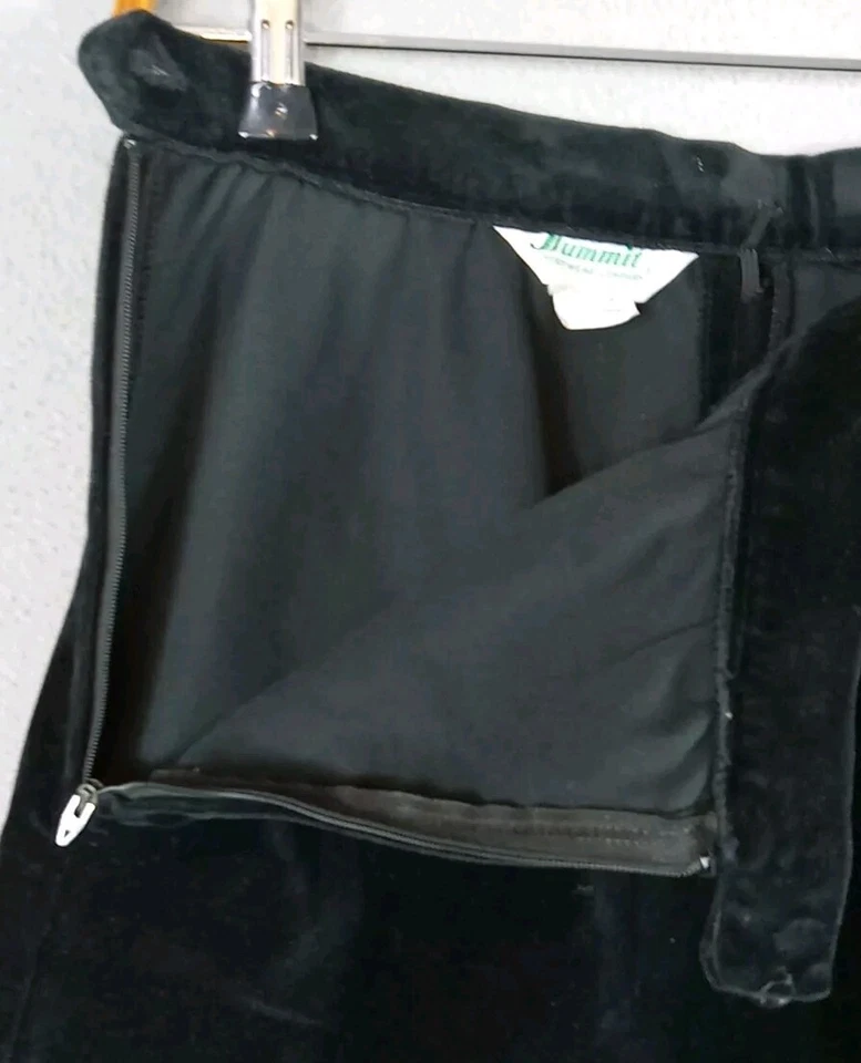 Falda Midi Vintage Summit Sportswear Terciopelo Negro Aline Talla 16 Cremallera Lateral Clásica Foto 4 de 4