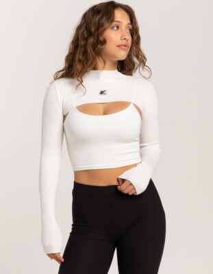 URBAN OUTFITTERS IETS FRANS White Rib Shrug Sweater NWT $39