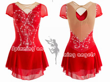 Ice Figure Skating Dress Rhythmic Gymnastics Twirling Competition Costume red