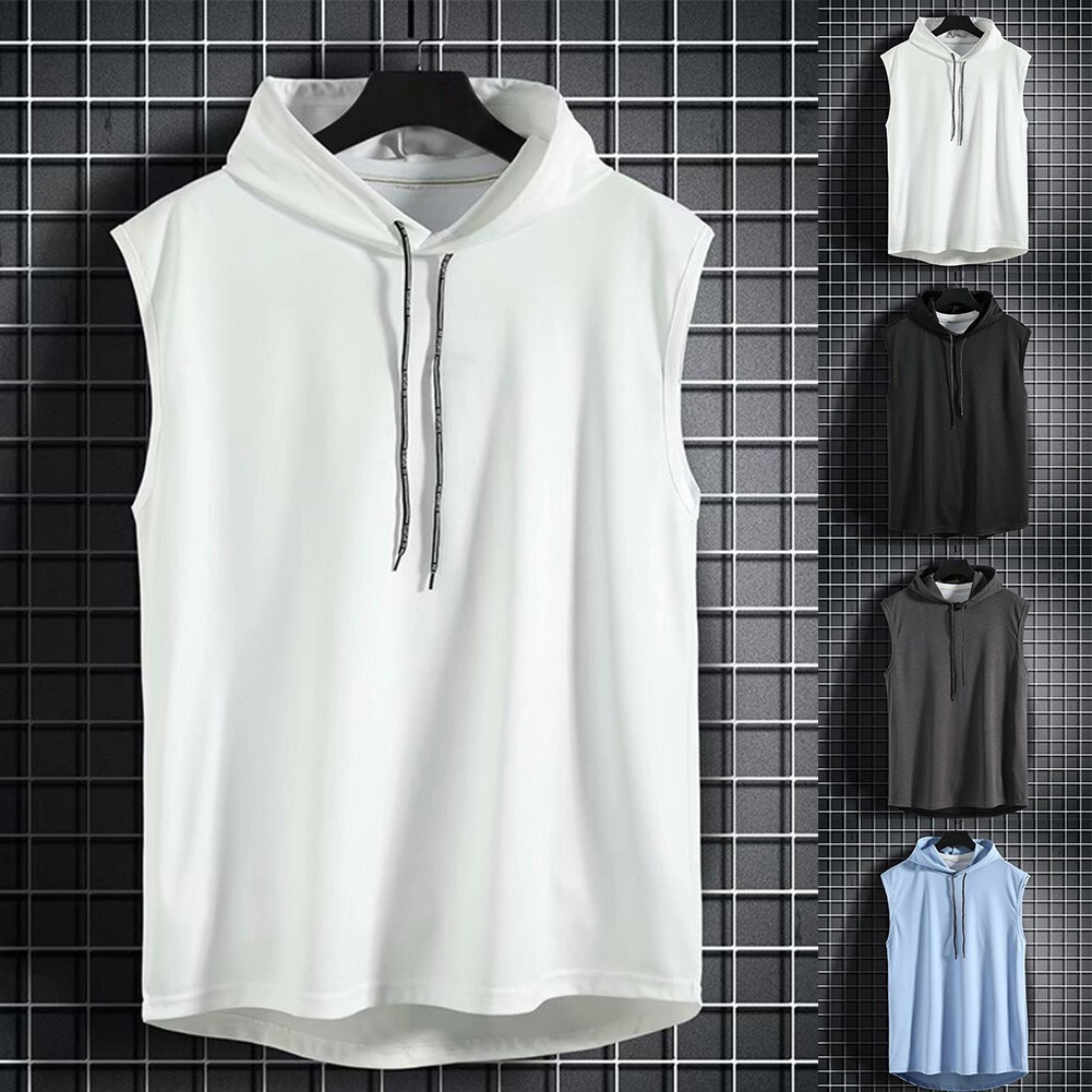 Vest Shirt Daily Bodybuilding Hooded Hoodie Muscle Polyester Sleeveless-image