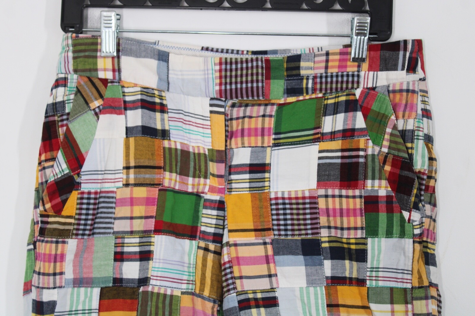 J Crew 2 Multicolor Madras Patchwork City Fit Lon… - image 2