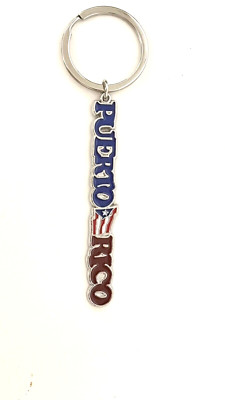 PUERTO RICO RICAN BORICUA FLAG Blue Red METAL KEY CHAIN CAR TRUCKS SOUVENIRS