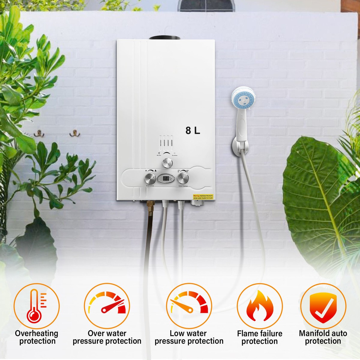 6/8/10/12/18L LPG Propane Gas Tankless Water Heater On Demand Hot Water  Boiler | eBay