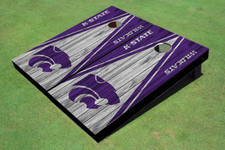 Kansas State University Wildcats White and Purple Matching Wood Look Triangle Co