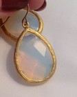 Opal Glass Faceted Teardrop Gold Frame Earrings Iridescent Pastels — photo 5