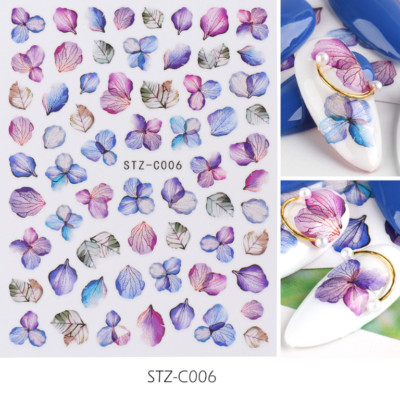 3D Nail Stickers Watercolor Dried Flowers Maple Leaf Rose Butterfly Bee NS37