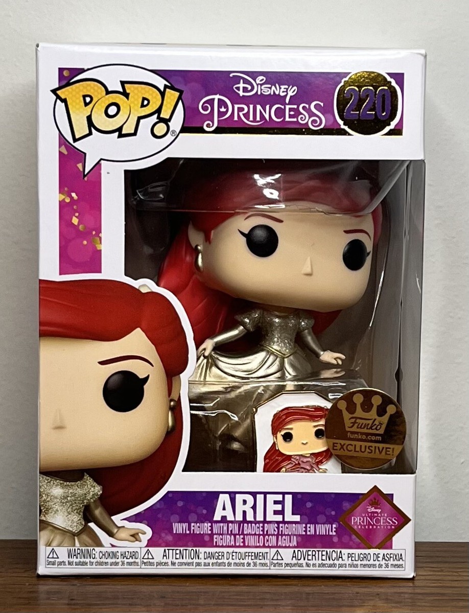 Funko Pop Disney Princess Ariel Gold Dress w/Pin #220 Shop Exclusive MINT  +PP | eBay