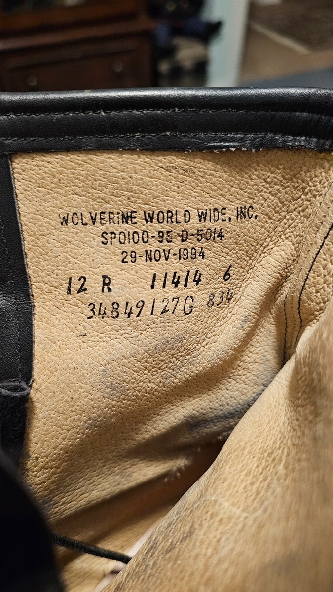 Vintage Wolverine World Wide 1994 Black Steel Toe Combat Flight