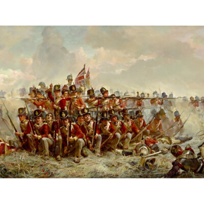 Thompson Das 28. Regiment im Quatre Bras Gemälde Leinwand Wandbild Kunstdruck Poster