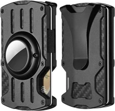 Men's Minimalist Front Pocket Credit Card Holder Slim Metal Wallets with Air Tag