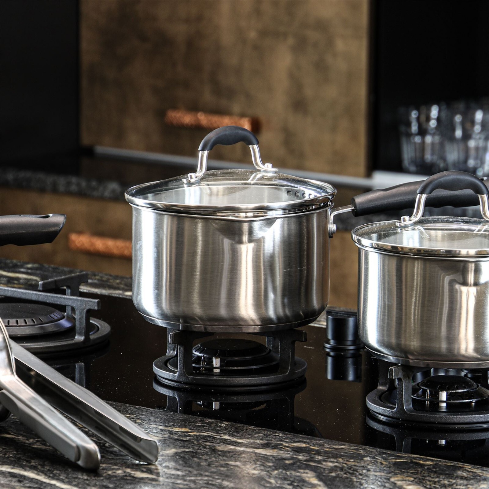 Saucepans Stainless Steel x3 Boiling Pan Induction Ceramic Gas Electric