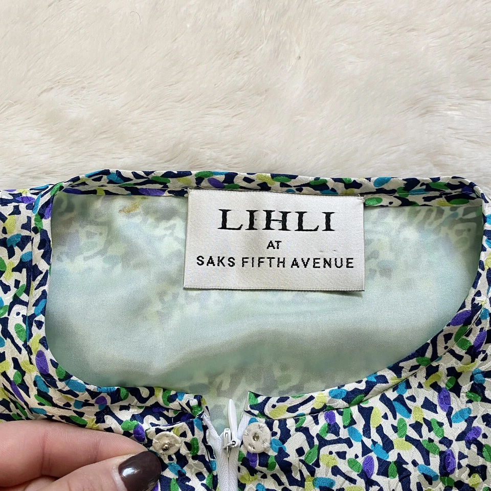 Vestido Vintage Lihli Saks Fifth Avenue Confeti Seda Cambio De Colección Años 80 Dobladillo Plisado Foto 3 de 4