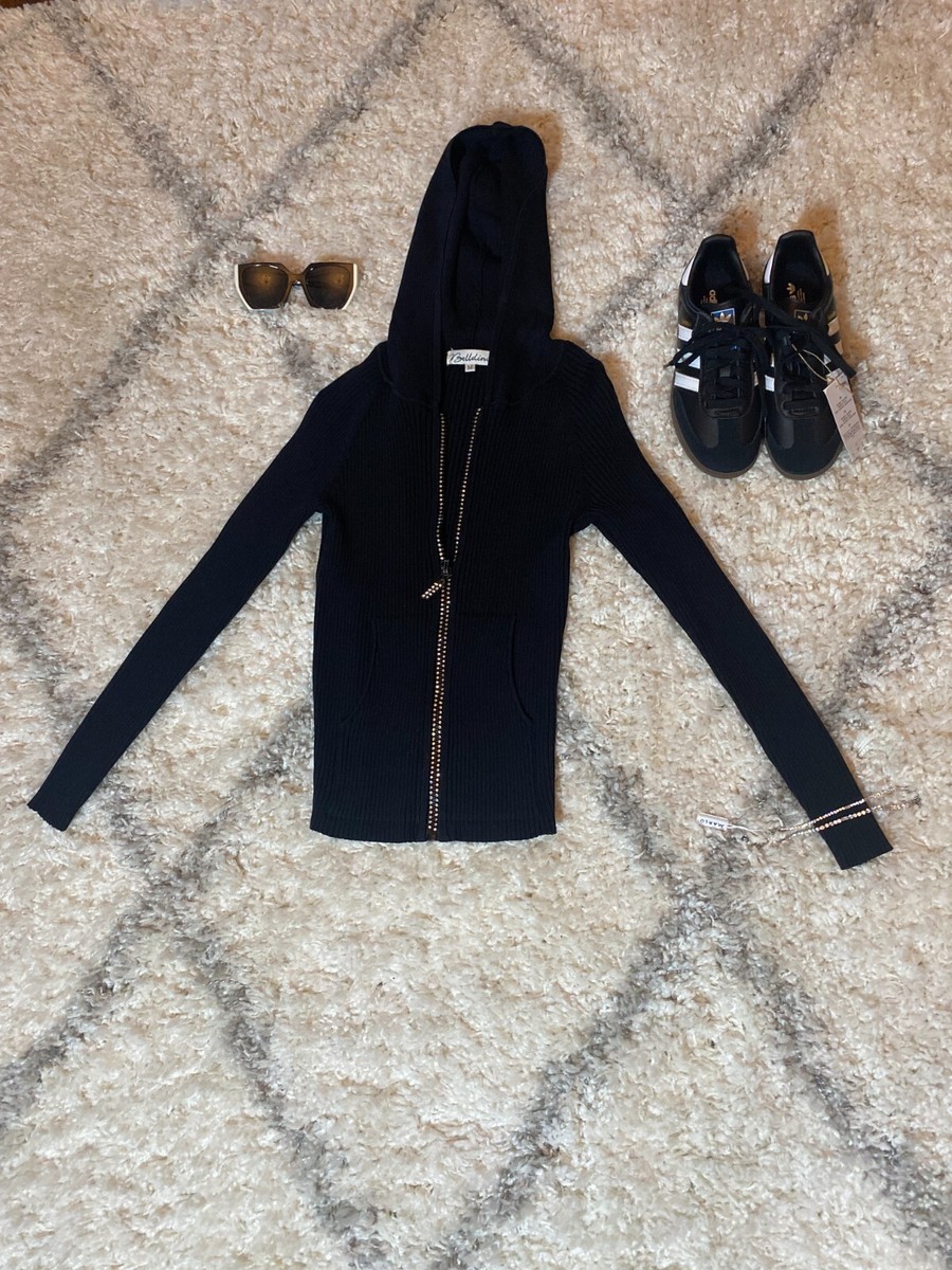 Rare vintage black belldini rhinestone zip up