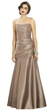 Dessy Collection  Gold Satin Wrapped Bodice Flare Skirt Formal Gown 10 NEW 256