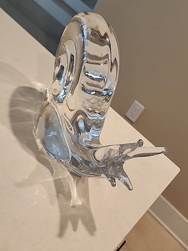 Huge 10" Daum France Crystal Art Glass Snail Signed - Picture 8 of 9