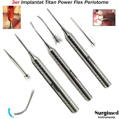 3er Flexibel Dental Periotome Zahnextraktion Chirurgie Implantat Würzelheber