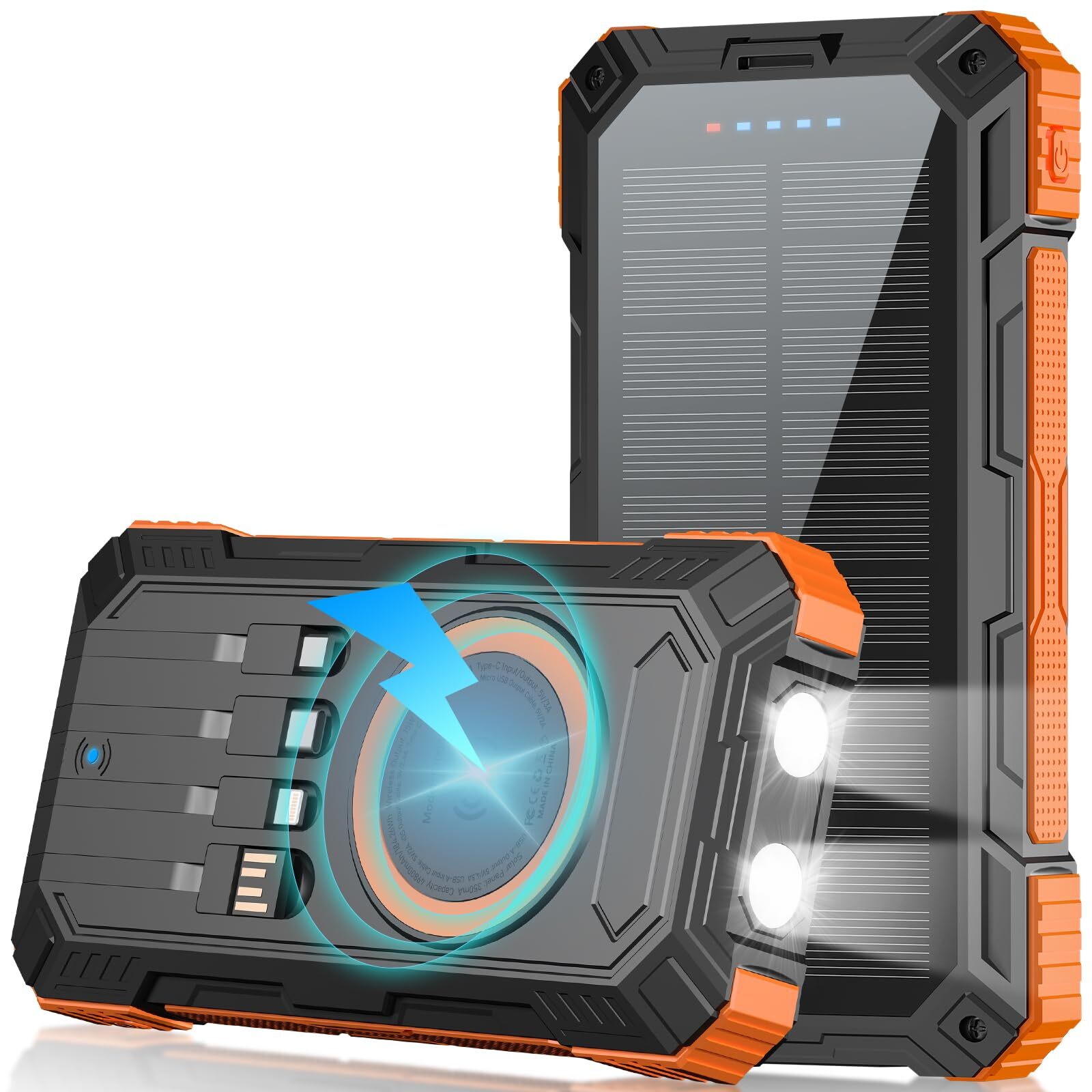 Solar Charger Power Bank 49800mAh Fast Wireless Phone Charger 22.5W QC3 Portable Battery Pack