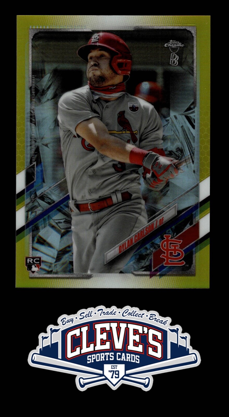 2021 TOPPS CHROME DYLAN CARLSON RC 23/50 GOLD REFRACTOR ST. LOUIS CARDINALS