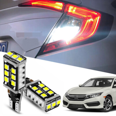 2pcs Bright Xenon White LED Bulbs for Honda Civic 2001-2020 Backup Reverse Light