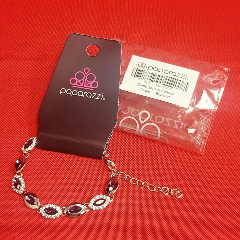 Браслет Paparazzi Some Serious Sparkle фиолетовый серебристый цепочка стразы - Изображение 2 из 4
