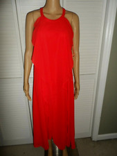 SALE Beautiful Donna Ricco size 6 red ruffle front halter maxi dress women NWT