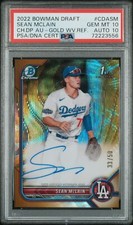 2022 Bowman Draft Chrome Draft Pick Autographs Sean Mclain Gold Wave /50 PSA 10