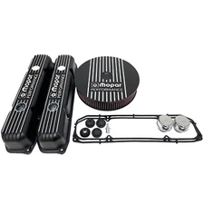 NOS Mopar 383 400 440 Valve Cover & Air Cleaner Kit - Black Finned - Die Cast